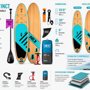 NKX Instinct SUP Gonfiabile 305 cm (10'0") Nero/Blu caratteristiche e dotazione
