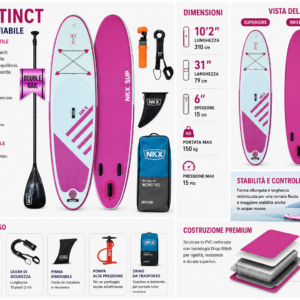 NKX Instinct SUP Gonfiabile 310 cm (10'2") Rosa/Bianco caratteristiche e dotazione