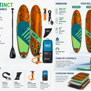 NKX Instinct SUP Gonfiabile 315 cm (10'4") Blu/Verde caratteristiche e dotazione