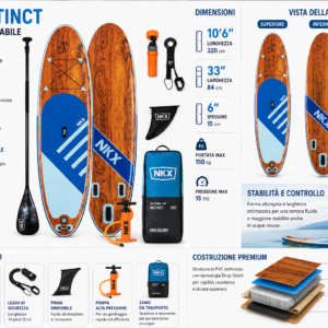 NKX Instinct SUP Gonfiabile 320 cm (10'6") Azzurro caratteristiche e dotazione