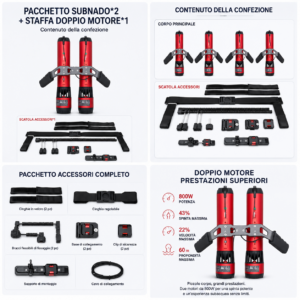 Waydoo Subnado Twin Engine Kit Doppio Scooter Rosso vista 2