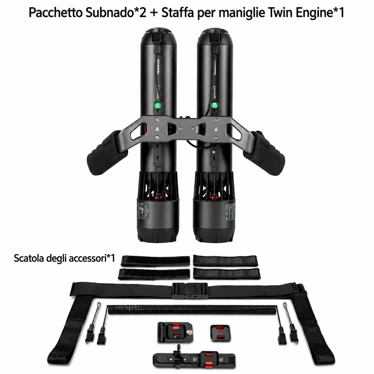 Waydoo Subnado Twin Engine Kit Nero Doppio Scooter Subacqueo Elettrico