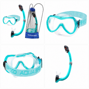 Aqua Speed Alize Samos Set Snorkeling Bambini con Borsa a Rete Turchese