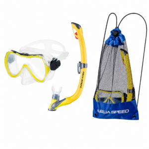 Aqua Speed Enzo + Evo 18 Kit Snorkeling Junior con Sacca a Rete