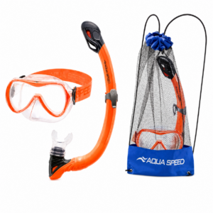 Aqua Speed Alize + Samos 75 Set Snorkeling Bambini con Sacca Mesh Arancione