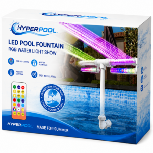Fontana LED solare piscina RGB HyperPool con effetto cascata illuminata
