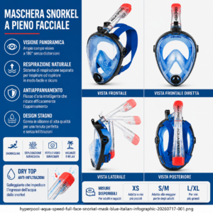 Maschera Snorkeling Aqua Speed Spectra 2.0 S/M Blu col.01 caratteristiche e dotazione