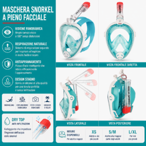 Maschera Snorkeling Aqua Speed Spectra 2.0 S/M Turchese caratteristiche e dotazione