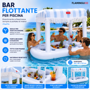 Flamingueo SALDUBA bar galleggiante con tettuccio – vista prodotto su sfondo bianco