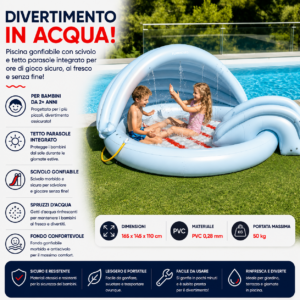 Centro Giochi Acquatico RINGO Flamingueo con Scivolo in utilizzo