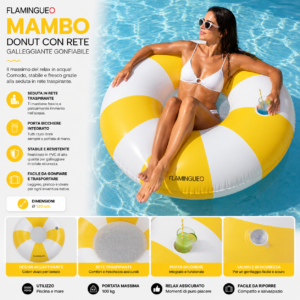 Donut Gonfiabile ALBA Flamingueo Mesh 120 cm vista 3