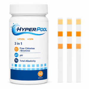 Kit strisce test acqua piscina e spa HyperPool 3 in 1 con cloro libero, pH e alcalinità totale per controllo qualità dell'acqua