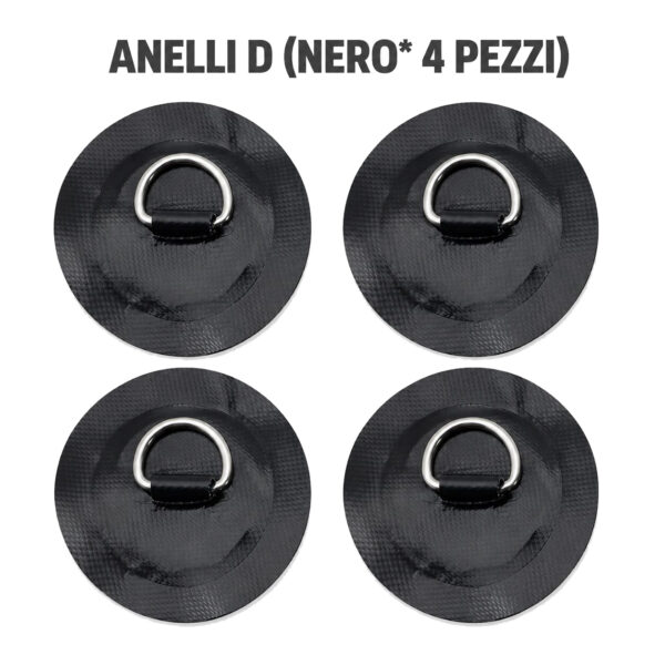 KOETSU D-Ring per SUP e Kayak – Set 4 Pezzi Nero