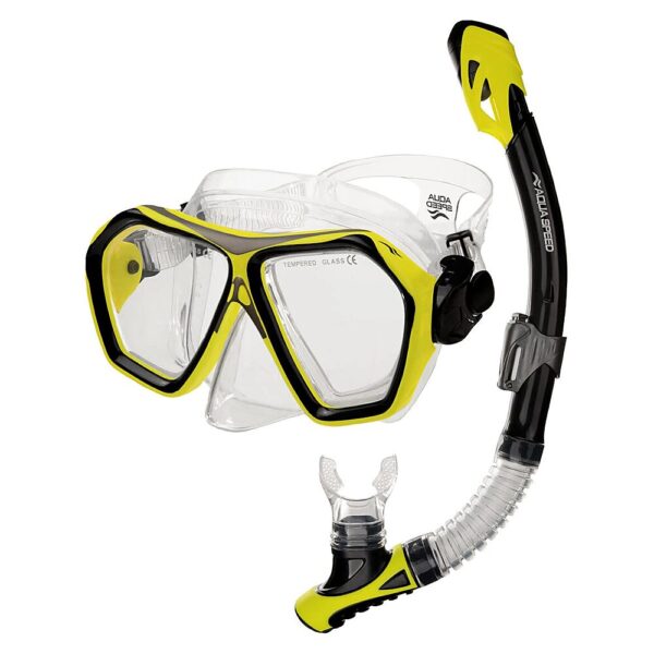 Aqua Speed Set Snorkeling Blaze + Borneo Giallo con Sacca Mesh