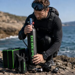 DEDEPU D600 PA Mini Bombola Sub 2,3 L con Manometro Nera vista 5