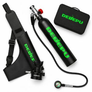 DEDEPU S5000 PA Mini Bombola Sub 1 L con Manometro Nera vista frontale