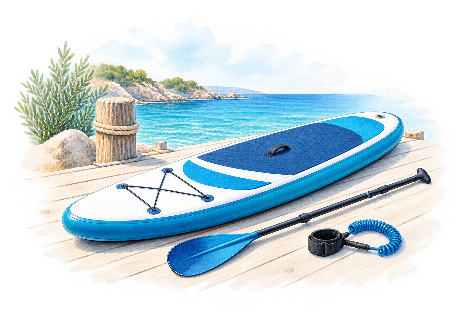 Kit noleggio con tavola SUP, pagaia regolabile e leash
