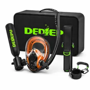 DEDEPU S3000 PB Mini Bombola Sub 0,5 L con Maschera Snorkeling – Nera