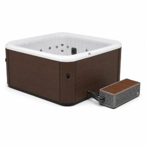 MSpa TRIBECA F-TR062W – vista angolare con unità di controllo su sfondo bianco