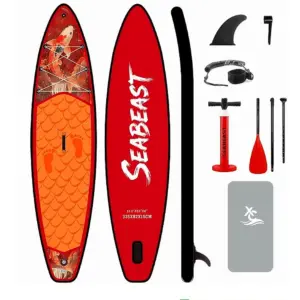 SUP Gonfiabile 325 cm rosso kit completo con pompa e accessori