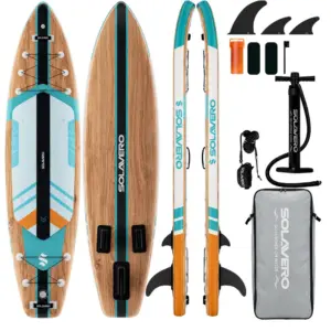 SOLAVERO Light Wood Grain SUP gonfiabile 11.5 kit completo