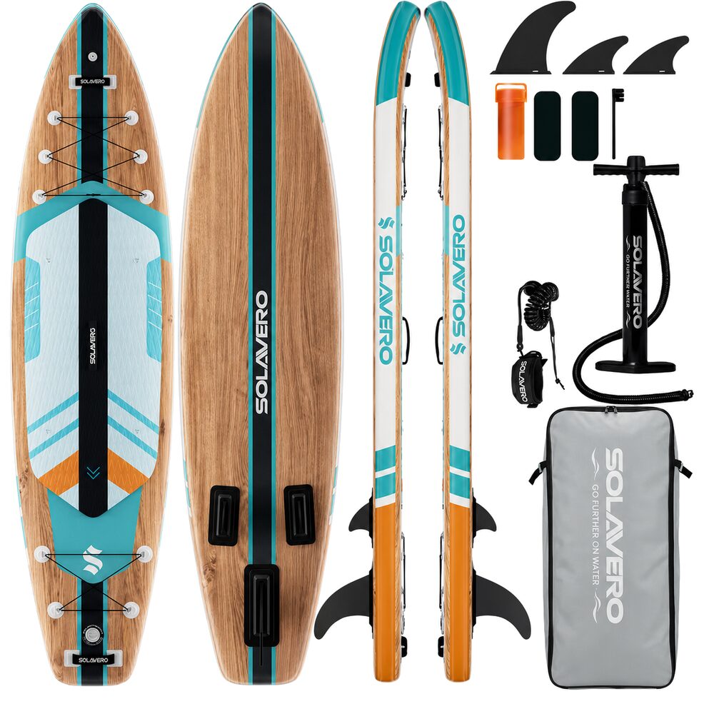 SOLAVERO Light Wood Grain SUP Gonfiabile 11.5' – Kit Completo