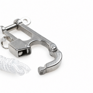 MESLE Quick Release per trainabili – dettaglio del gancio su sfondo bianco